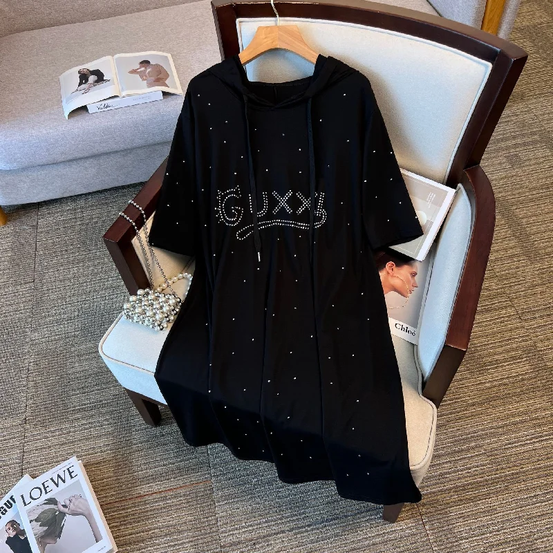 (5XL-9XL) Plus size embellished hoody dress (EXTRA BIG SIZE) Plus Size Outfit