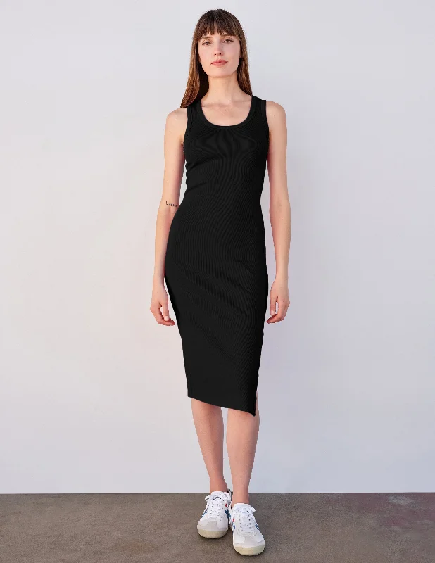 Sundry Bodycon Dress with Snaps in Black All-black Bodycon Dress