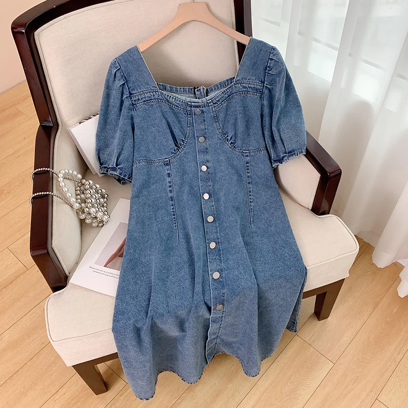 (2XL-6XL) Plus Size Denim Bustier Dress (EXTRA BIG SIZE) Plus Size Flowing