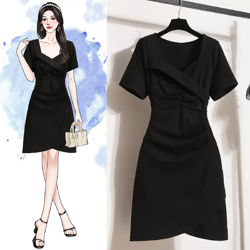 Plus Size Wrap Black Pencil Dress Plus Size Romper