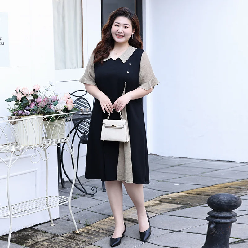 (L-6XL) Plus Size Mock 2 Piece Work Shirt Dress Elegant Plus Size Dress