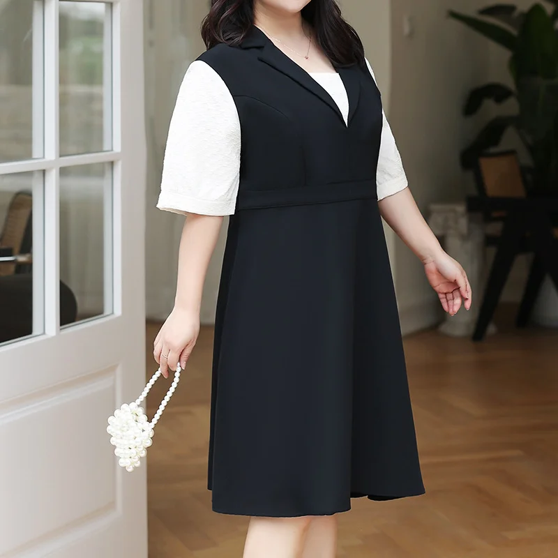 (4XL-8XL) Plus size korean mock 2 piece shirt dress (EXTRA BIG SIZE) Plus Size Wrap