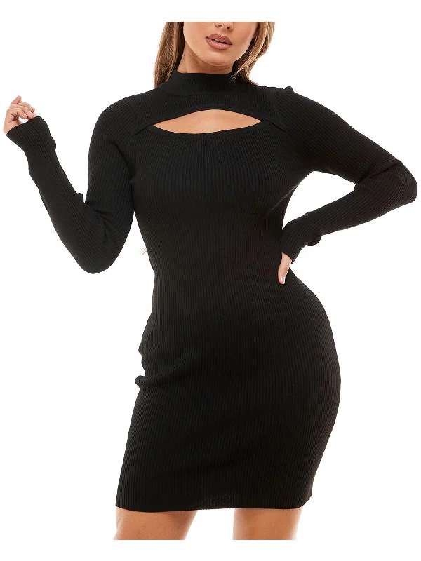 Juniors Womens Cut-Out Bodycon Sweaterdress Trendy Bodycon Dress