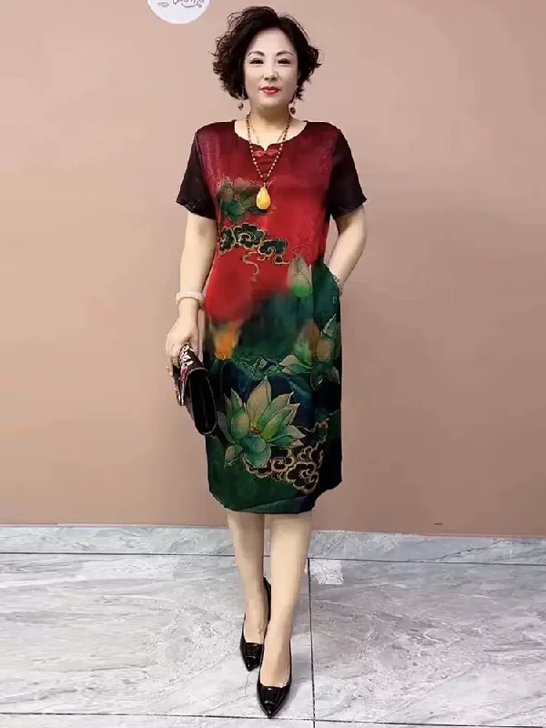 Lotus Pond Beauty Skirt Dark Red