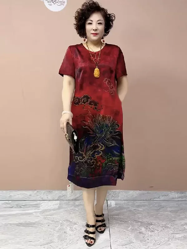 Silk Xiangyun Positioning Skirt Dark Red