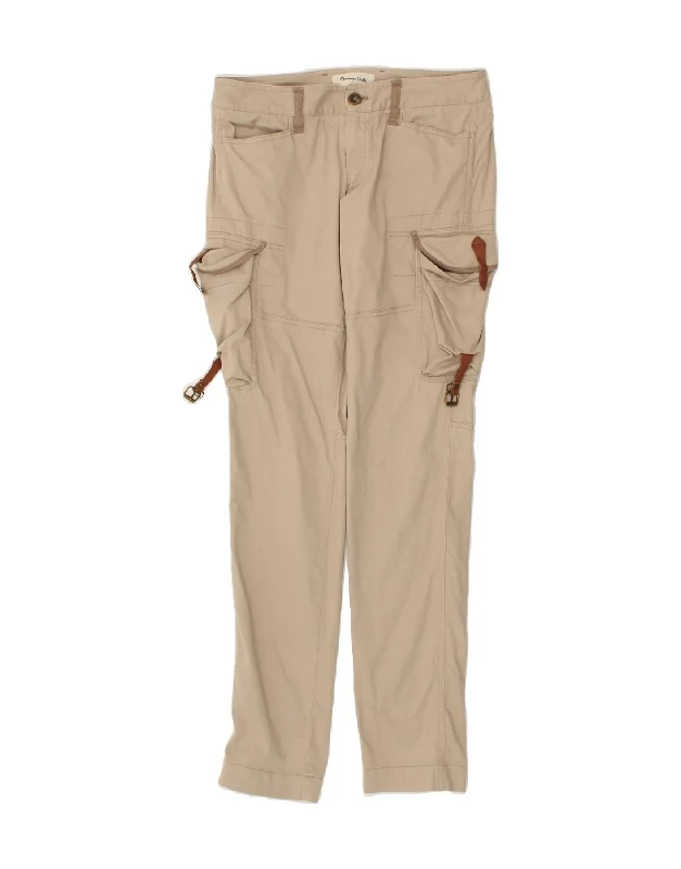 MASSIMO DUTTI Womens Slim Cargo Trousers W26 L30 Beige Cotton