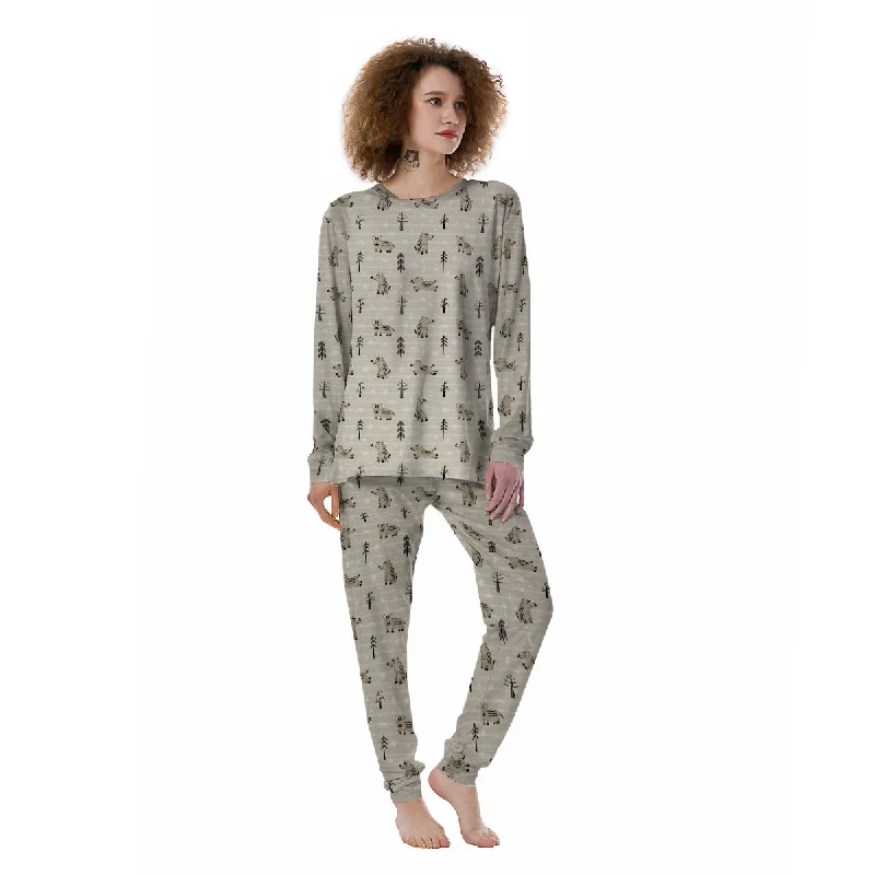 Boar Striped Print Pattern Women's Pajamas Best pajama sets for elderly women