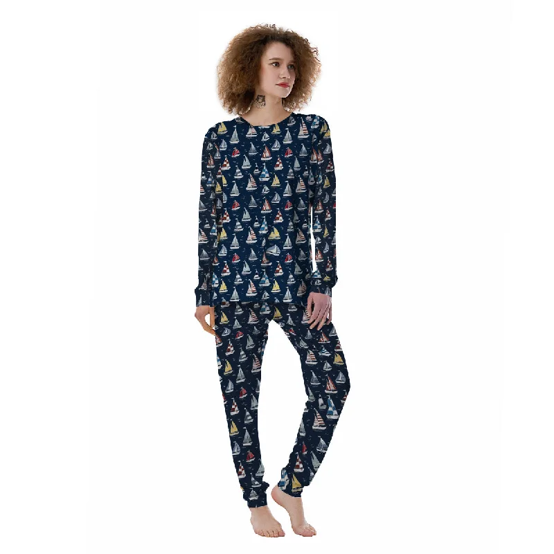 Boat On Sea Print Pattern Women's Pajamas Amazon pajama sets