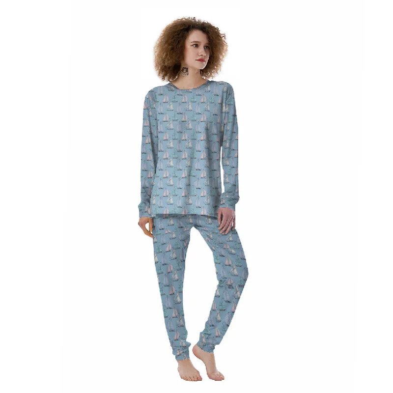 Boat Vintage Print Pattern Women's Pajamas Shein pajama sets