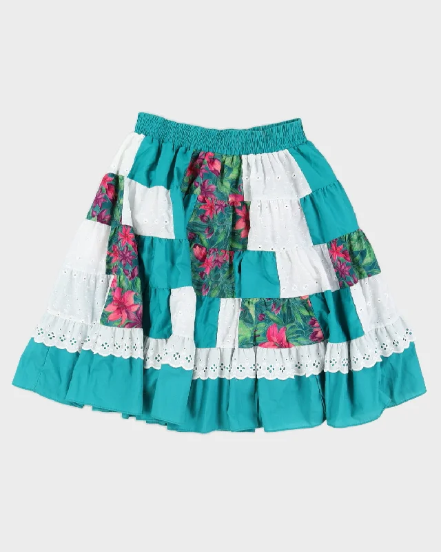 Green Patchwork Flared Skirt - S Party pajama sets