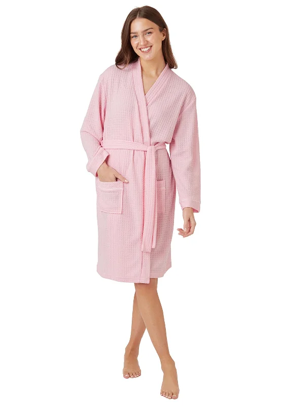 Indigo Sky Waffle Long Sleeve Kimono Robe, Pink Cozy pajama sets