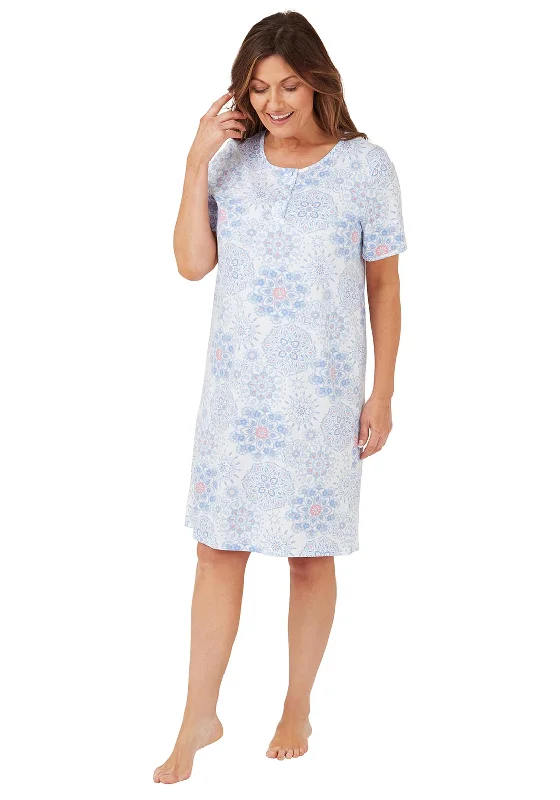 Marlon Pastel Tiles Short Sleeve Nightdress, Blue Zara pajama sets