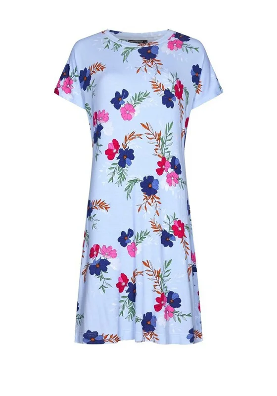 Pastunette Deluxe Floral Short Sleeve Nightdress, Blue Postpartum pajama sets