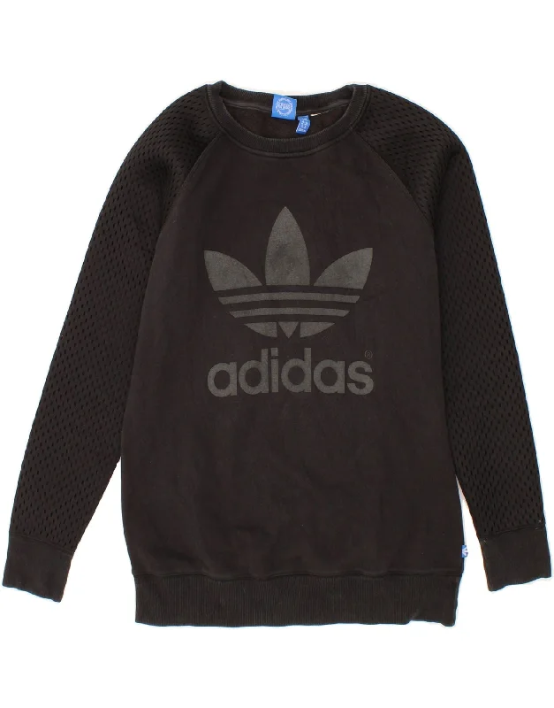 ADIDAS Womens Oversized Graphic Sweatshirt Jumper UK 10 Small  Black Zip-up sweaters