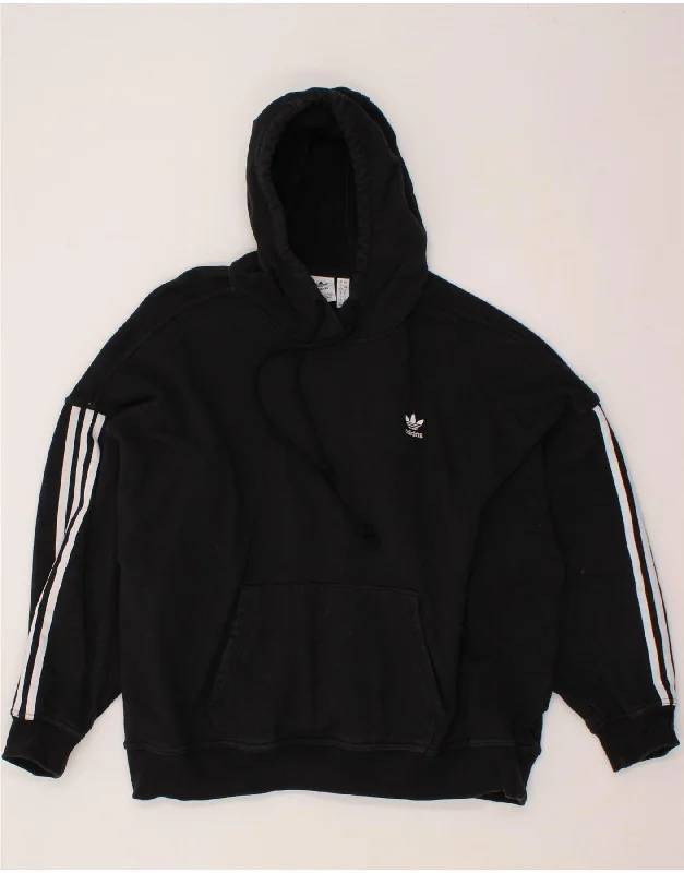 ADIDAS Womens Oversized Hoodie Jumper UK 12 Medium Black Cotton Travel sweaters