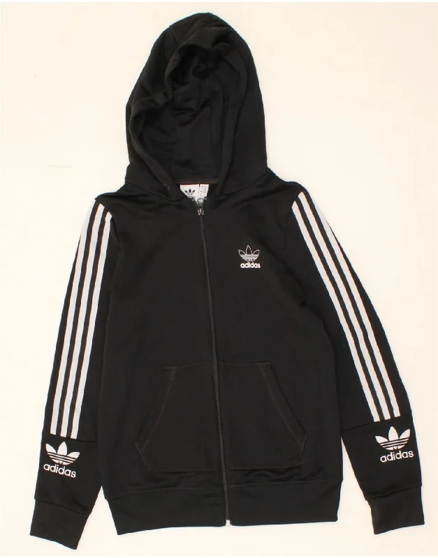 ADIDAS Womens Zip Hoodie Sweater UK 14 Medium Black Polyester Wrinkle-resistant sweaters