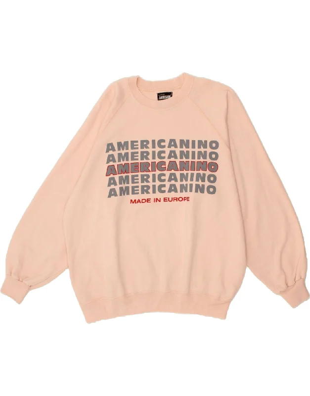 AMERICANINO Womens Oversized Graphic Sweatshirt Jumper UK 18 XL Pink Patagonia sweaters