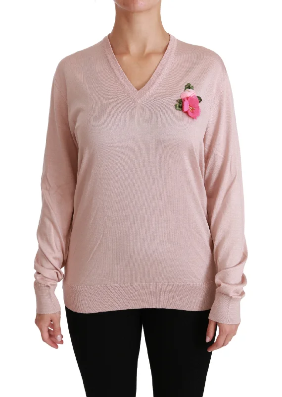 Dolce & Gabbana Floral Embellished Silk Sweater Adidas sweaters