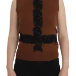 Dolce & Gabbana Lace Sleeveless Vest in Brown Wool Oversized sweaters