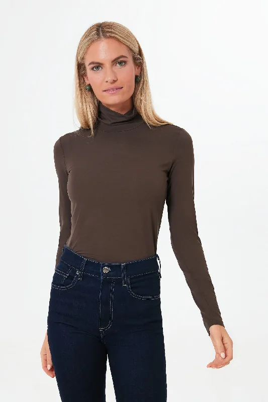 Brown Multif Turtleneck Thermal sweaters