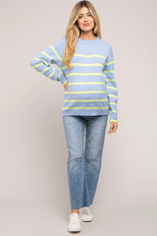 Light Blue Neon Striped Maternity Sweater Christmas sweaters