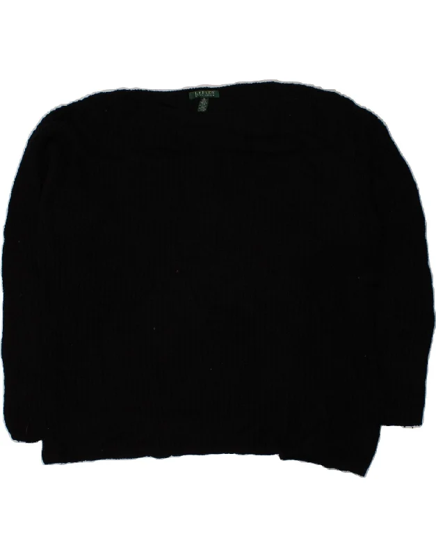 RALPH LAUREN Womens Oversized Boat Neck Jumper Sweater UK 18 XL Black Mohair sweaters