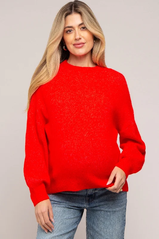 Red Bubble Sleeve Maternity Sweater Breathable sweaters