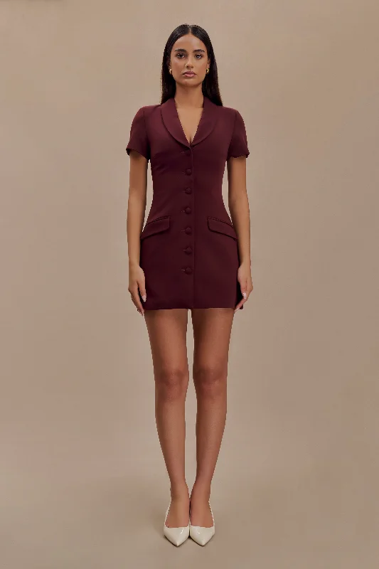 Paolina Collared Suiting Mini Dress - Plum Best mini dresses for tall women