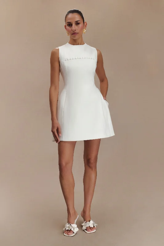 Winona Suiting Mini Dress With Cut Out - White Hot new arrivals in mini dresses