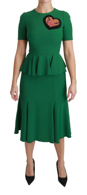 Dolce & Gabbana Enchanted Green Mermaid Midi Women's Dress Minimalist midi dresses