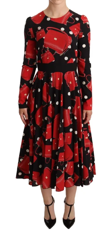 Dolce & Gabbana Elegant Sicily Print Flared Midi Women's Dress New Year's Eve midi dresses