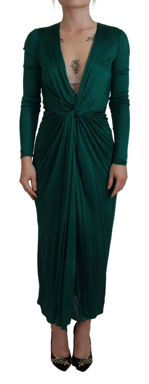 Dolce & Gabbana Emerald Elegance Bodycon Midi Women's Dress Sleeveless midi dresses