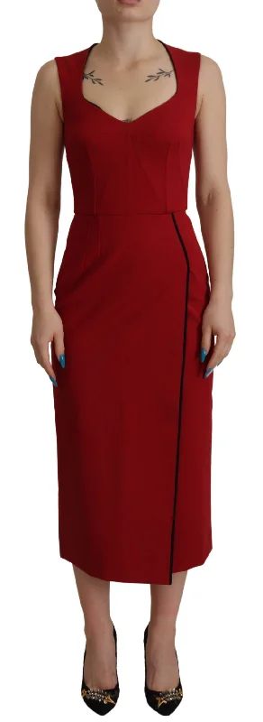 Dolce & Gabbana Elegant Red Bodycon Midi Women's Dress A-line midi dresses