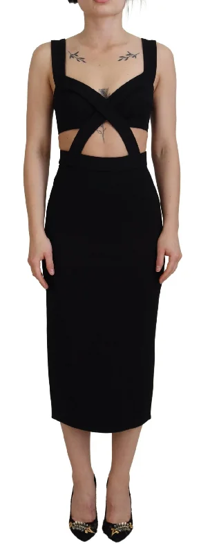 Dolce & Gabbana Elegant Black Midi Sheath Women's Dress Women's midi dresses