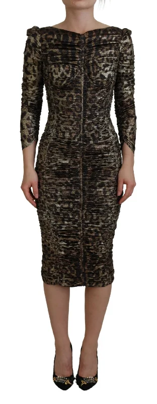 Dolce & Gabbana Elegant Leopard Print Midi Bodycon Women's Dress Best midi dresses for curvy figures