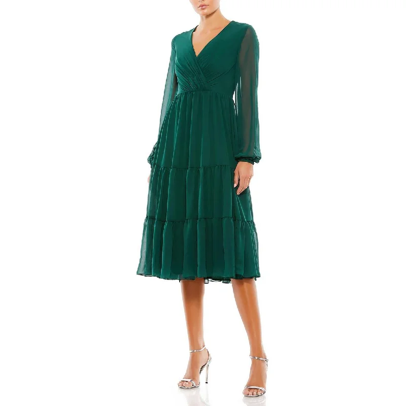 Womens Long Sleeve Tiered Midi Dress Minimalist midi dresses