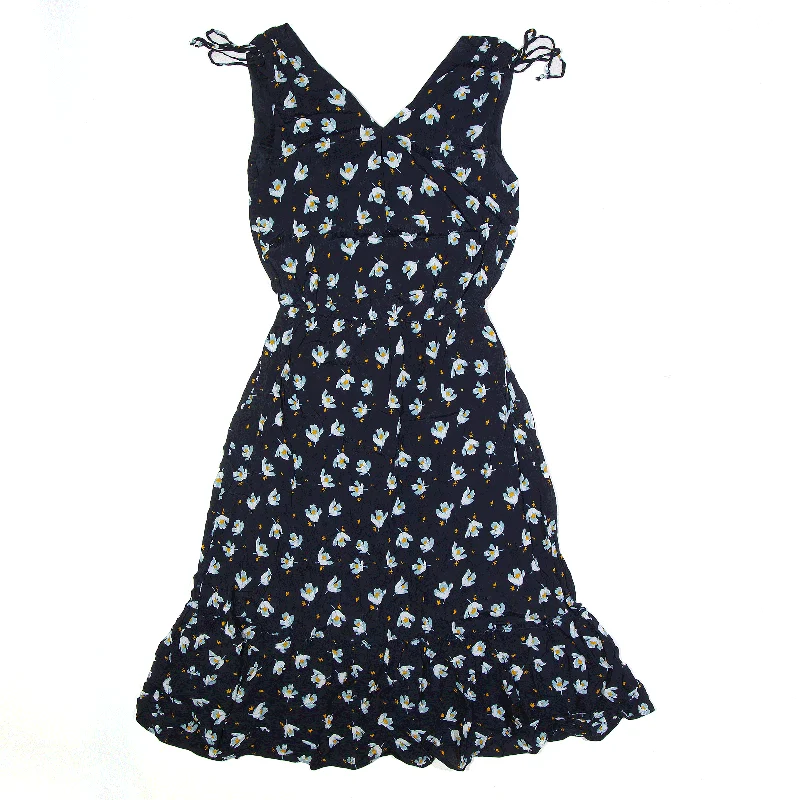 Flared Blue 90s Floral Midi Sleeveless Day Dress Womens UK 8 Sexy little black midi dresses