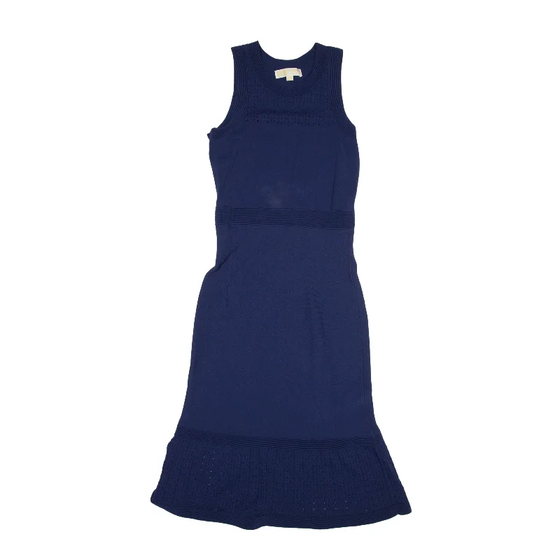 MICHAEL KORS Knit Mermaid Dress Blue Sleeveless Midi Womens UK 6 Office midi dresses