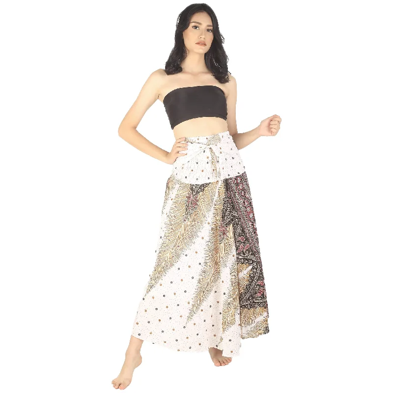 Peacock Women's Bohemian Skirt in White SK0033 020008 07 Side-tie unclassified skirts