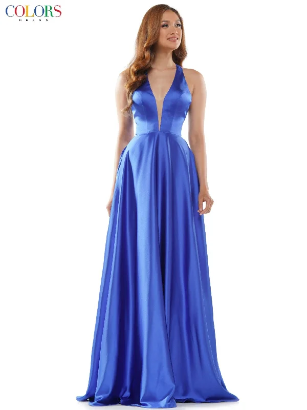 Colors 2633 Colors Long Halter Formal Prom Dress Lightweight maxi dresses for hot weather