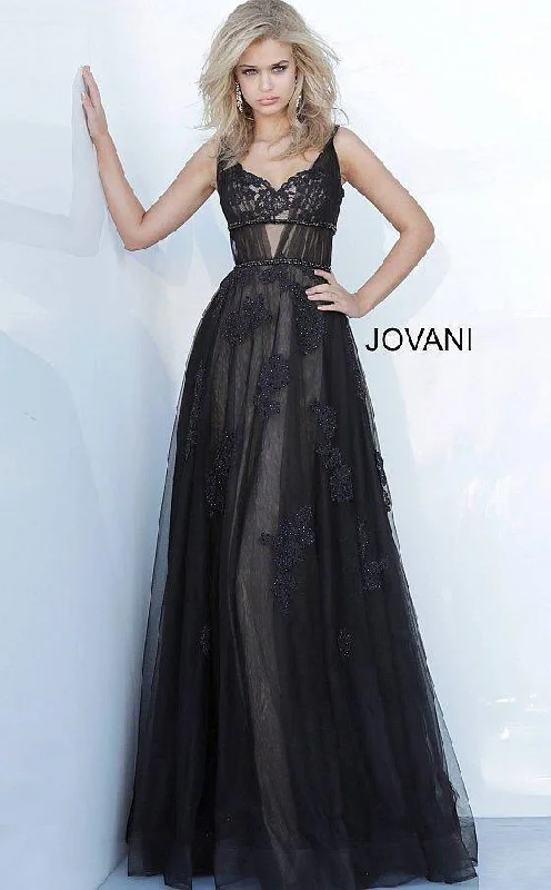 Jovani 1025 Long Sleeveless Prom Dress Tiered maxi dresses