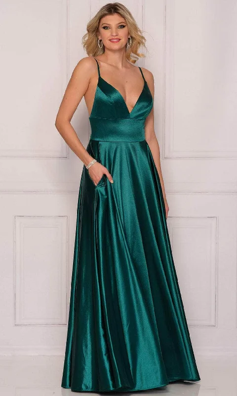 Dave & Johnny A8994 - Sleeveless Satin Gown With Pockets Discounted party dresses