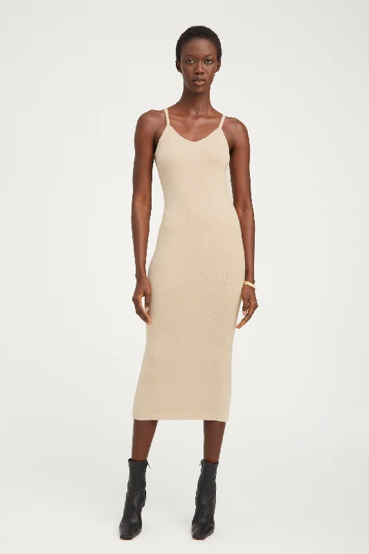 Oat Cashmere Tank Dress Stylish Tank Gown