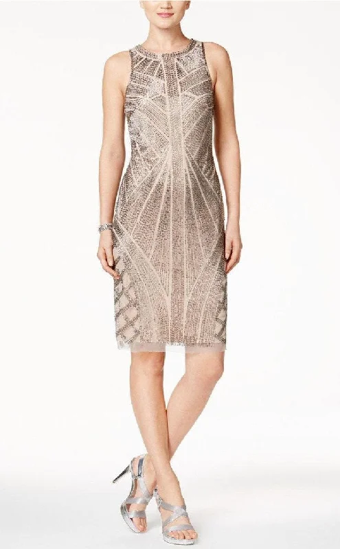 Adrianna Papell - Metallic Beaded Sheath Dress AP1E200575SC Long unclassified dresses