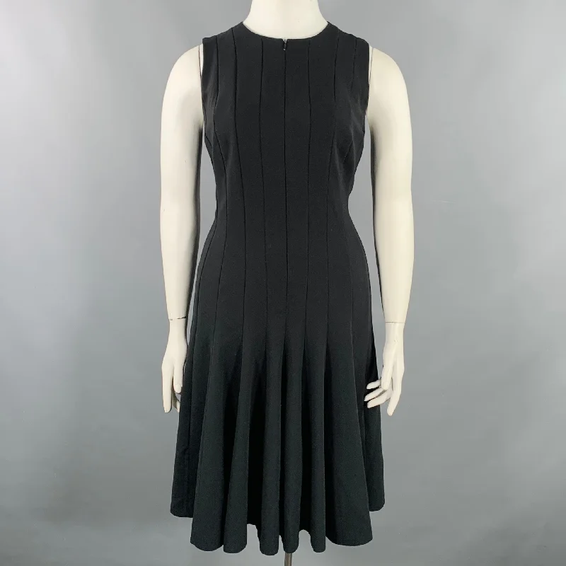 AKRIS Size 12 Black Wool Blend Sleeveless Tulip Dress Graduation unclassified dresses