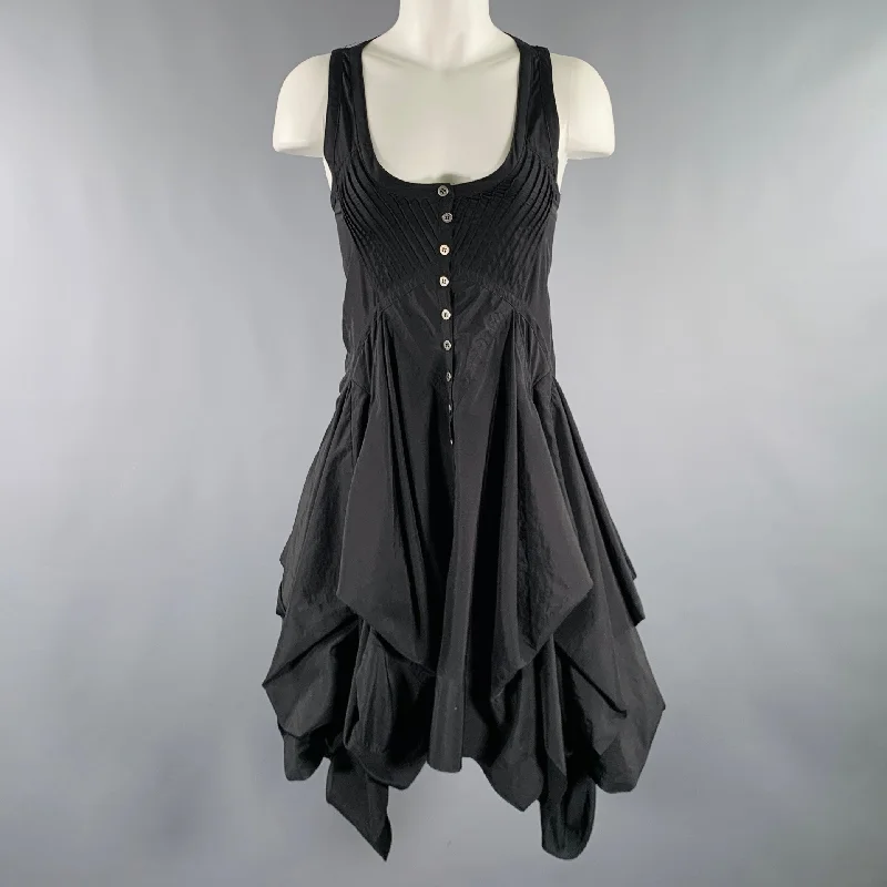 ALLSAINTS Size 4 Black Polyester Blend Asymmetrical Dress Casual chic unclassified dresses