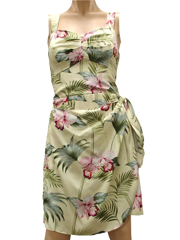 Bamboo Orchid Yellow Sarong Dress Flowy unclassified dresses