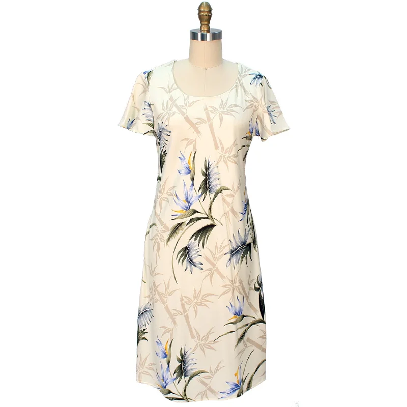 Bamboo Paradise Cream A-Line Dress with Cap Sleeves Best-selling unclassified dresses