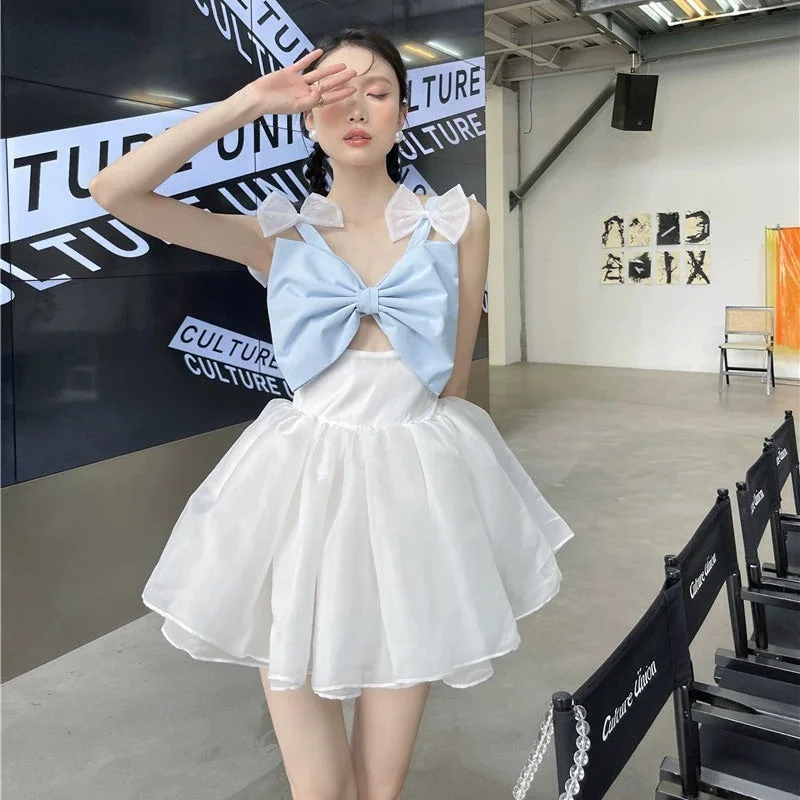 Blue and White Bow Tutu Dress  YV50165 Chic unclassified dresses