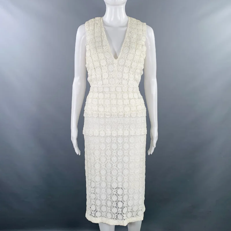 BURBERRY PRORSUM Size 6 White Cream Cotton A-Line Dress Date night unclassified dresses